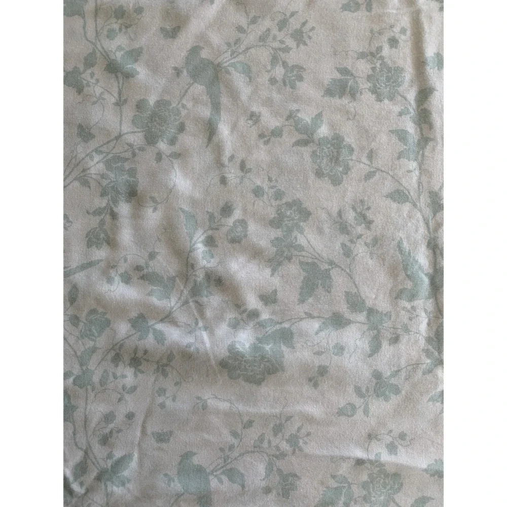 Laura Ashley QUEEN Sheet Set Soft Cottage Core Floral Birds White & Aqua 4PC